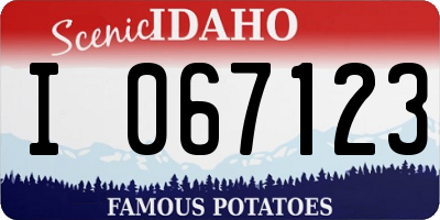 ID license plate I067123