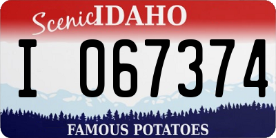 ID license plate I067374