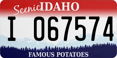 ID license plate I067574