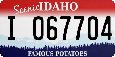 ID license plate I067704