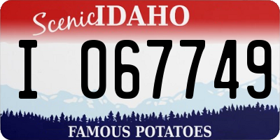 ID license plate I067749