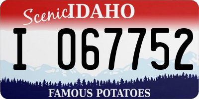 ID license plate I067752