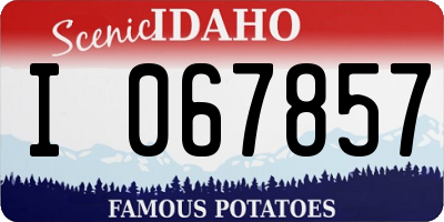 ID license plate I067857