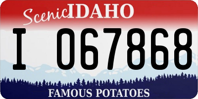 ID license plate I067868