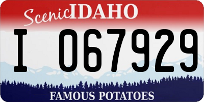 ID license plate I067929