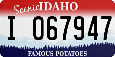 ID license plate I067947