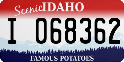 ID license plate I068362