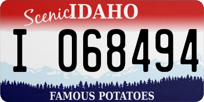 ID license plate I068494