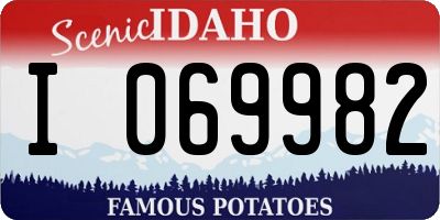 ID license plate I069982