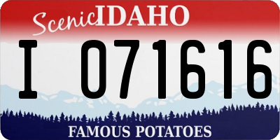 ID license plate I071616
