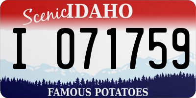 ID license plate I071759
