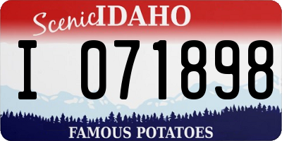 ID license plate I071898