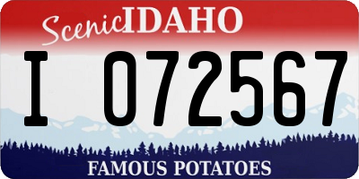 ID license plate I072567