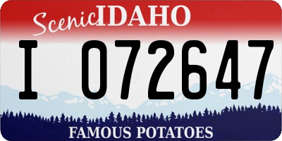 ID license plate I072647