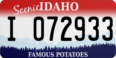 ID license plate I072933