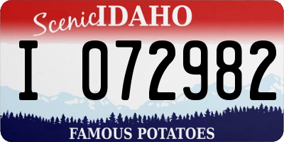 ID license plate I072982