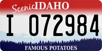ID license plate I072984