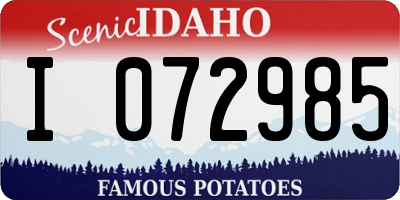 ID license plate I072985
