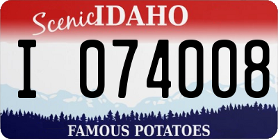 ID license plate I074008