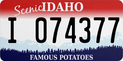 ID license plate I074377