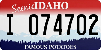 ID license plate I074702