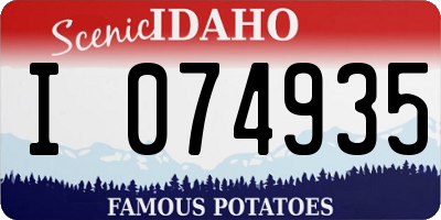 ID license plate I074935