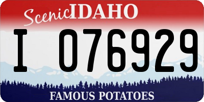 ID license plate I076929