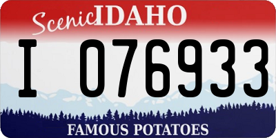 ID license plate I076933