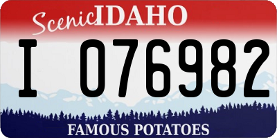 ID license plate I076982