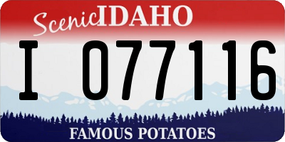 ID license plate I077116