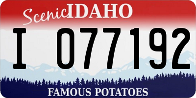 ID license plate I077192