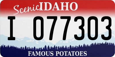ID license plate I077303