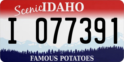 ID license plate I077391