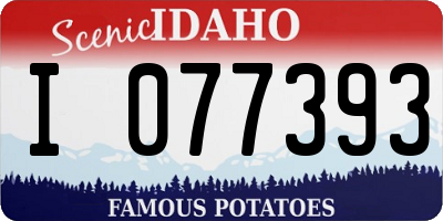 ID license plate I077393