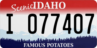 ID license plate I077407