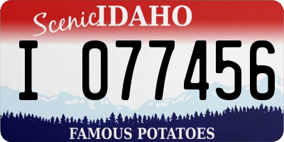 ID license plate I077456