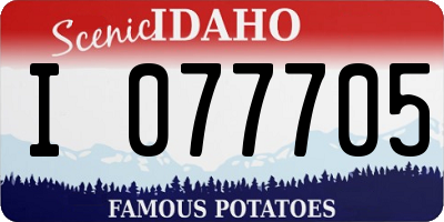 ID license plate I077705