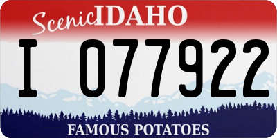 ID license plate I077922