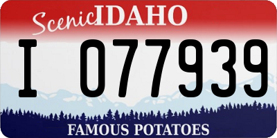 ID license plate I077939