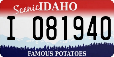 ID license plate I081940
