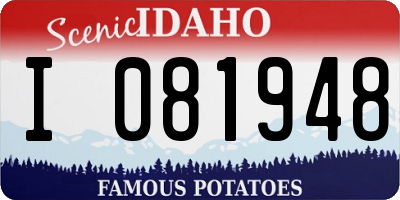ID license plate I081948