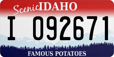 ID license plate I092671