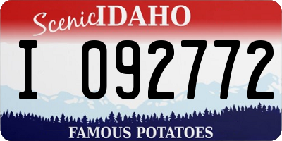 ID license plate I092772
