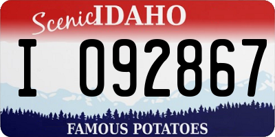 ID license plate I092867