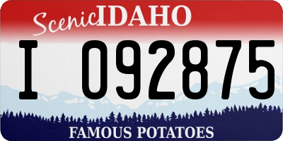 ID license plate I092875