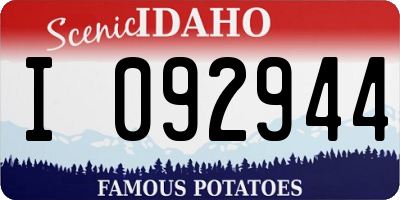 ID license plate I092944