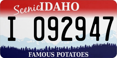 ID license plate I092947