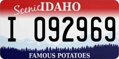 ID license plate I092969