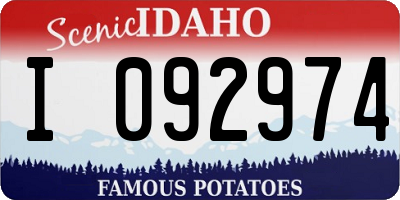 ID license plate I092974