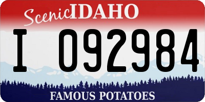 ID license plate I092984